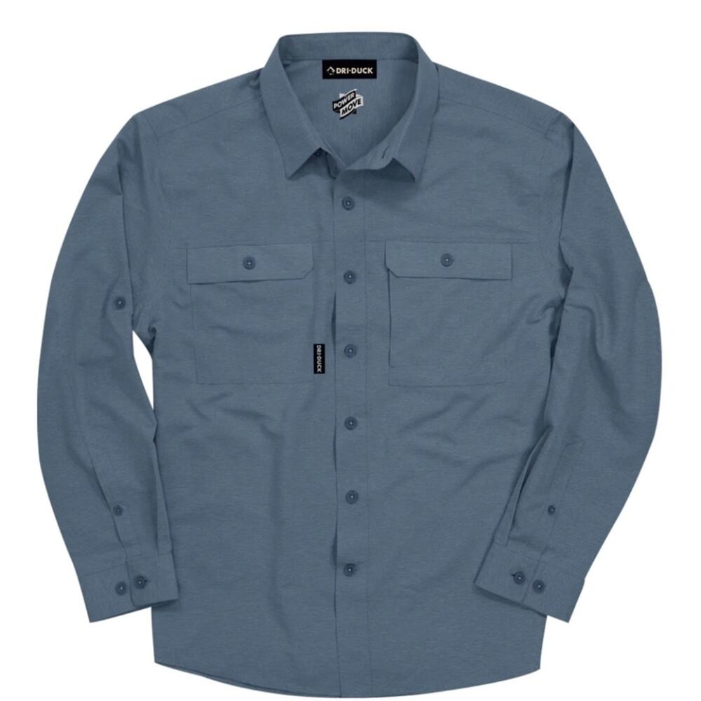 NWT DriDuck Crossroad Long Sleeve Button Down Vented UPF 50 UV Blue Shirt Large